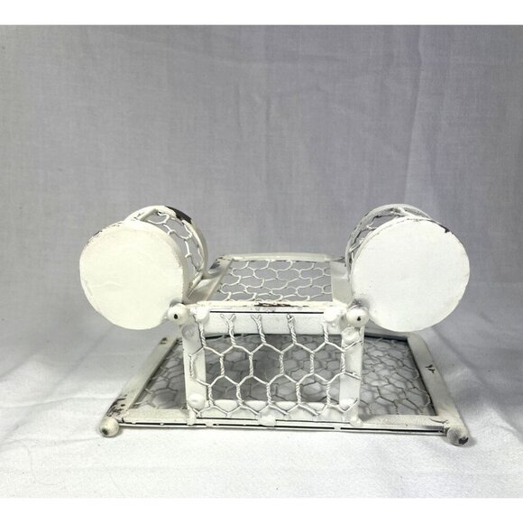 Vintage Cottagecore Chicken Wire Napkin Salt & Perrper Shaker Holder - Picture 6 of 9